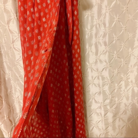 Band of Gypsies Wrap Red Maxi Dress Polka Dot Cold Shoulder - Picture 7 of 13